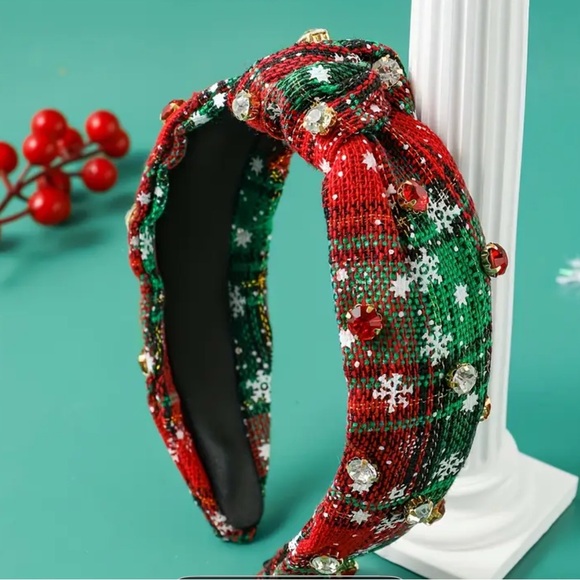 Festive Plaid and Pearl Headbands set of 4 - Picture 6 of 9